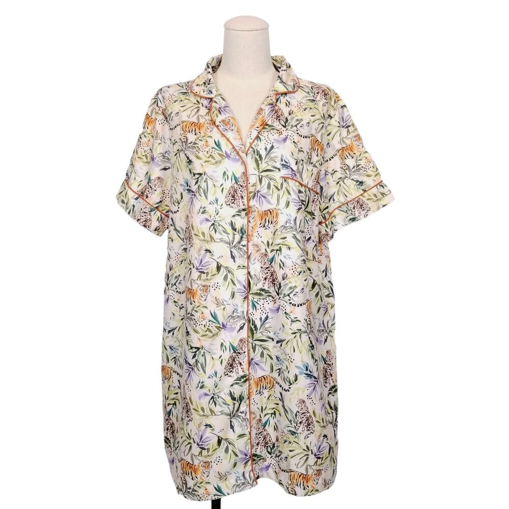 World Market Tropical Tiger Night Shirt Sz Small/Medium
